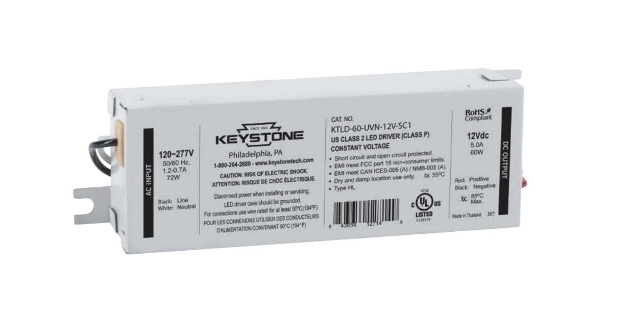 KEYSTONE KTLD-60-UV-12 60 WATT 12V CONSTANT VOLTAGE 120-277V SLIM CASE